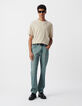Men’s beige marl cotton and linen T-shirt-2