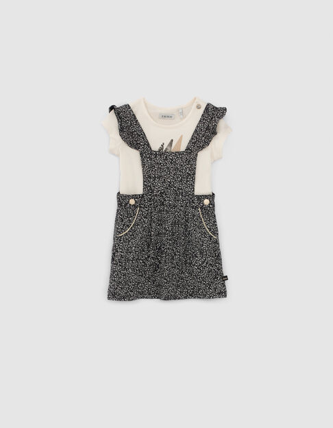 Baby girls’ black printed dress and bodysuit outfit - IKKS