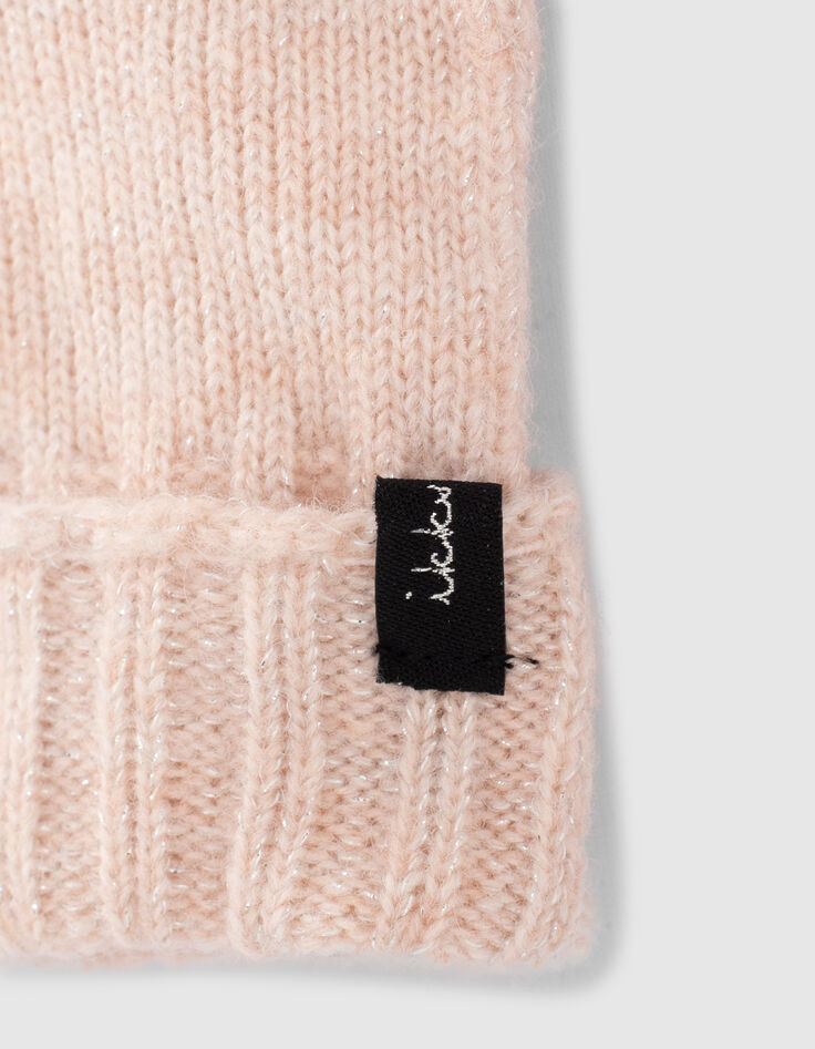 Girls’ pale pink knit gloves-2