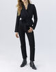 Veste tailleur courte noire forme cache-cœur Femme-5