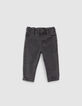 Graue Baby-Mädchen-Jeans mit Miniperlendekor an den Seiten-1