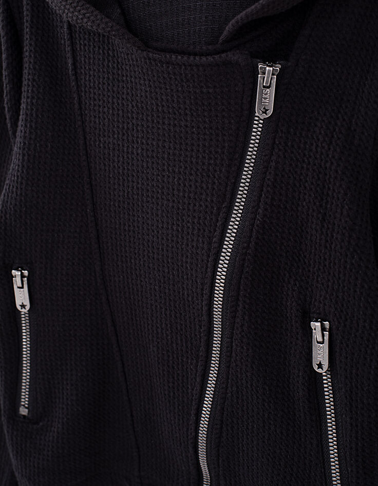 Zwart vest honingraattricot bikerstijl meisjes -4