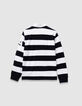 Boys’ black long-sleeved polo shirt with ecru stripes-6
