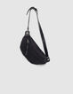 Women’s navy flannel and leather mix 1440 waist bag-2