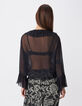 Damesblouse in marineblauwe voile met ruches-3