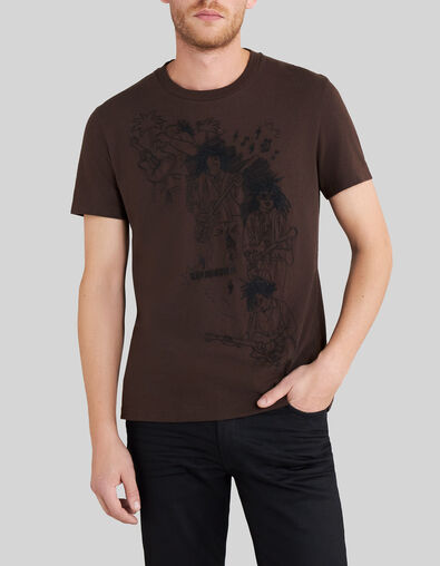 Schokoladebraunes Herren-T-Shirt mit Reggae-Men-Stickerei - IKKS