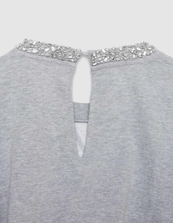 Grijs oversized sweatshirt met juwelenkraag Dames-4