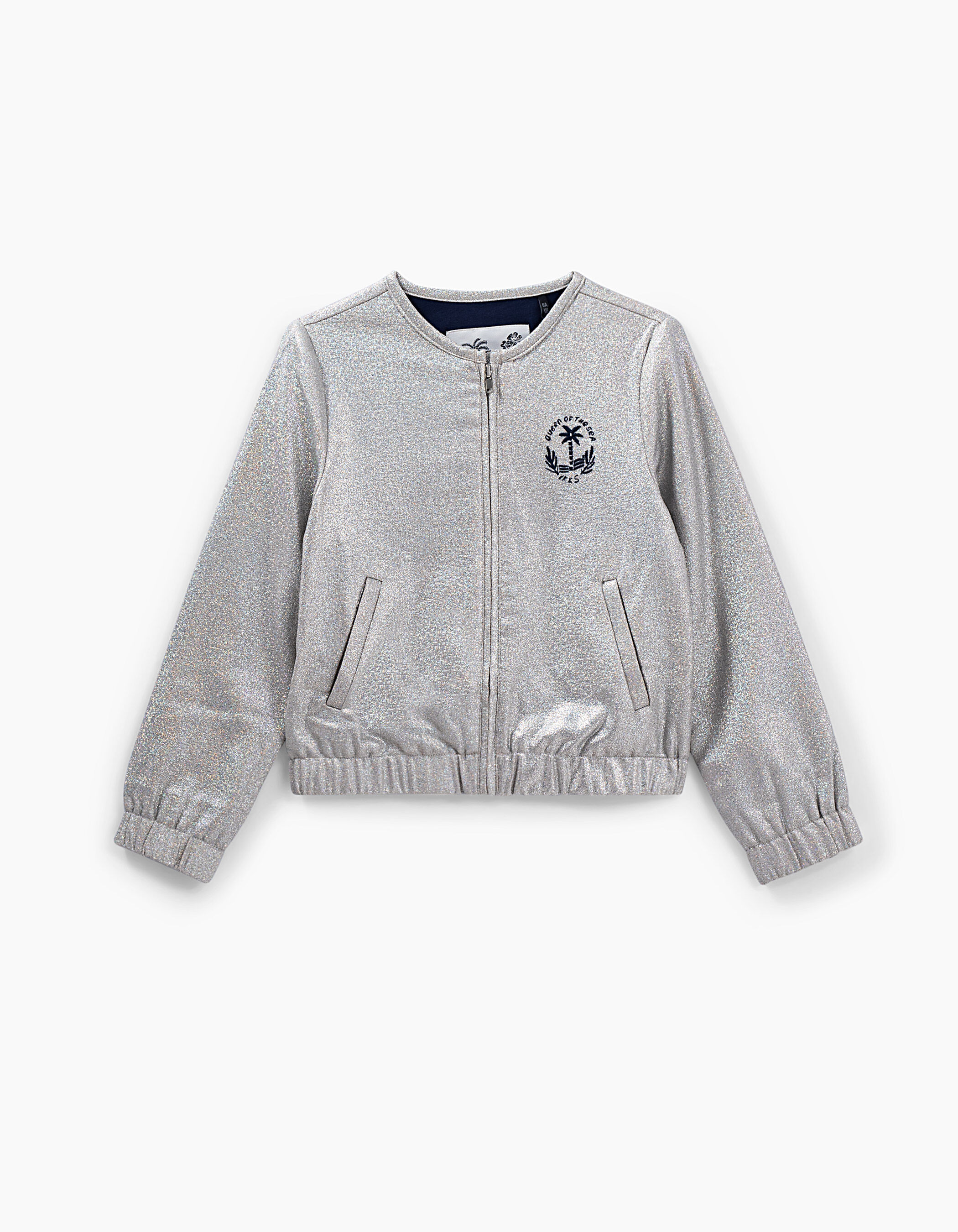 Girls silver embroidered chest cardigan IKKS