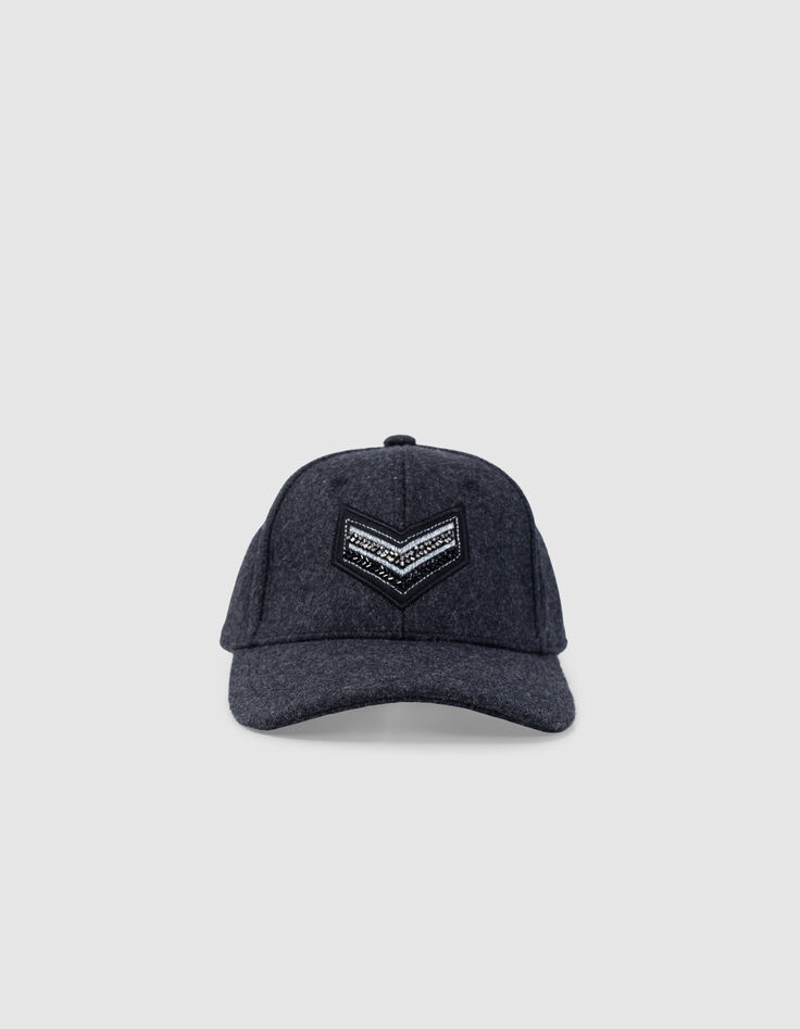 Casquette grise flanelle chevrons brodés Femme-2