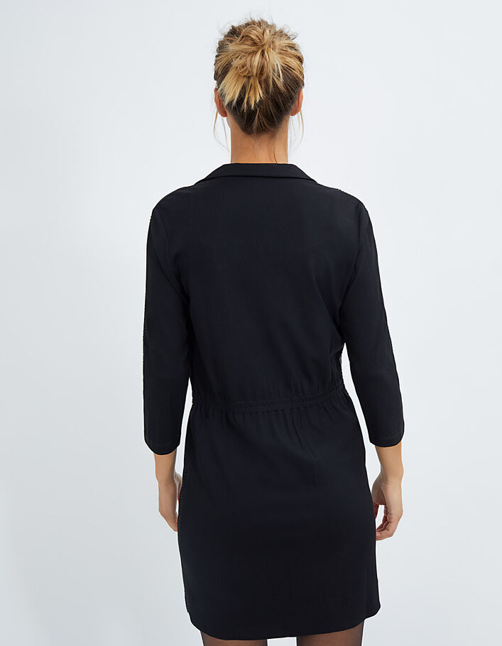 Vestido negro cremallera bordados mangas laterales I.Code - I.CODE