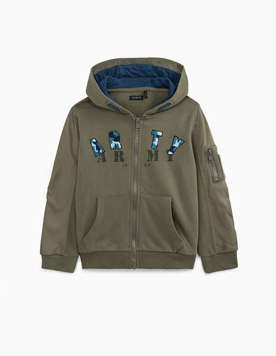 Boys’ khaki ARTY ARMY cardigan  - IKKS