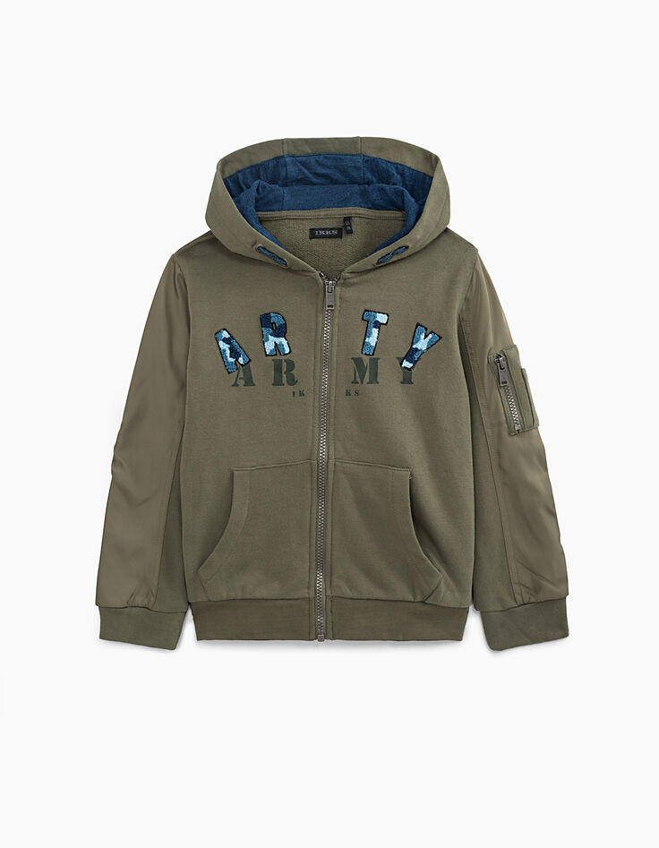 Boys’ khaki ARTY ARMY cardigan -1