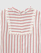Blouse écrue mini me à rayures rouges et noires fille -5