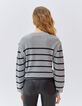 Jersey gris punto rayas azul marino y tachuelas mujer-2
