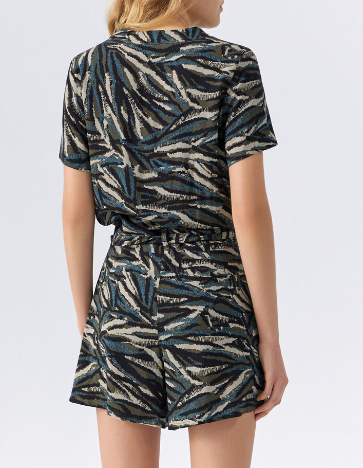 Combi short kaki imprimé jungle camouflage Femme - IKKS