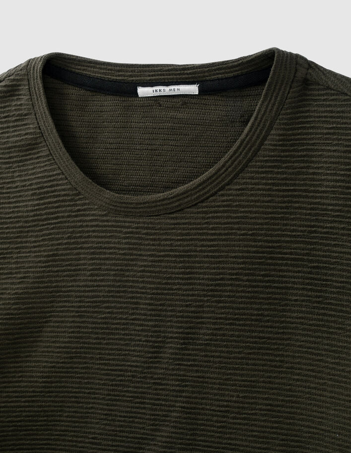 Men’s khaki textured jacquard T-shirt - IKKS
