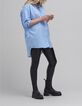 Chemise oversize ciel rayée blanc Femme-1