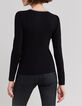 Schwarzes Damen-T-Shirt Metallic-Mesh-Saum-3