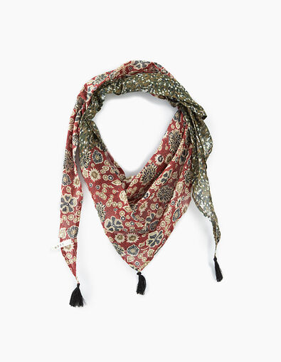 Women’s micro camouflage and floral print mix fine scarf - IKKS
