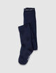Marineblaue Mädchenstrumpfhose aus Strick Schleifen-1