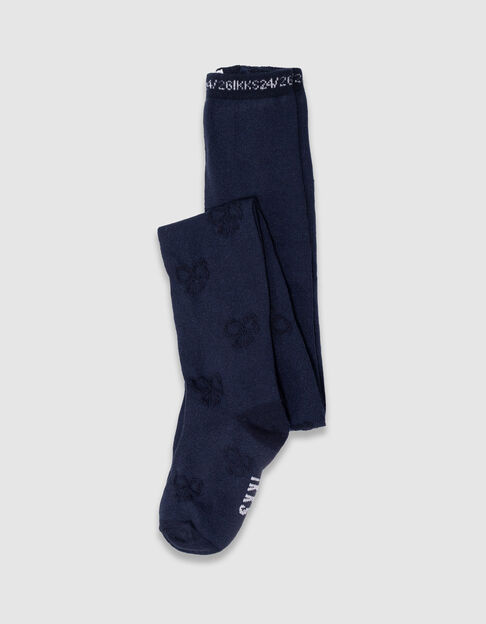 Leotardos azul marino punto jacquard lazos niña - IKKS