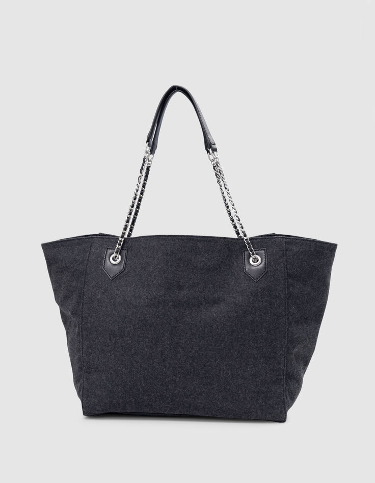 Sac cabas 1440 gris mix flanelle et cuir Taille XL Femme-3