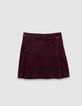 Girls’ burgundy pleated short skirt-4