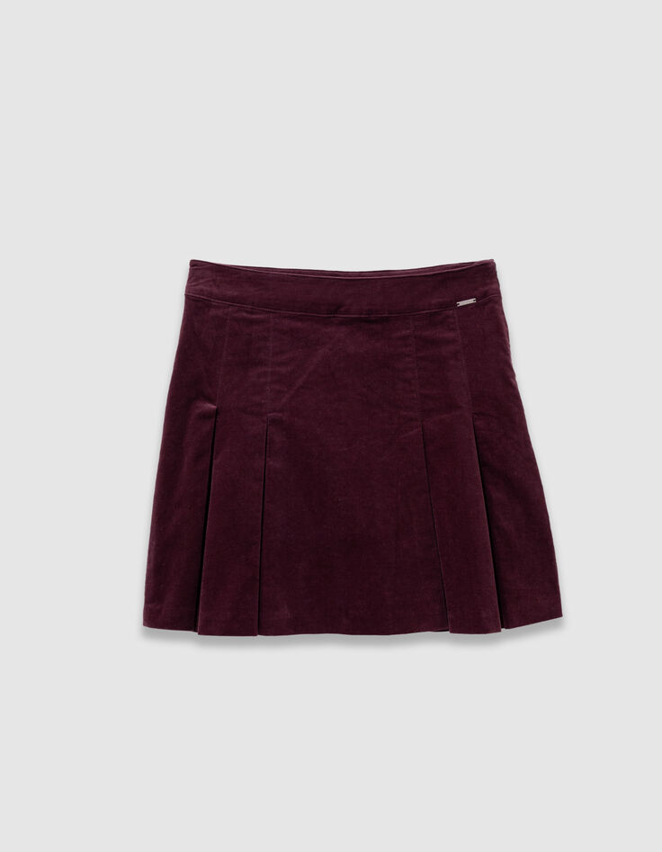 Girls’ burgundy pleated short skirt-4