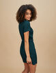 I.Code duck green dress with press stud polo shirt collar-3