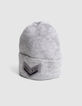 Gorro de punto gris para mujer estampado chevron bordado-5