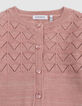 Cardigan rose tricot lurex ajouré bébé fille-2