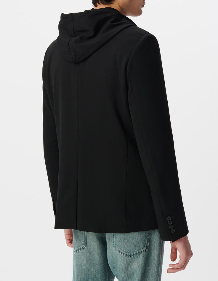 Schwarze Interlock-Herrenjacke mit abnehmbarem Futter-4