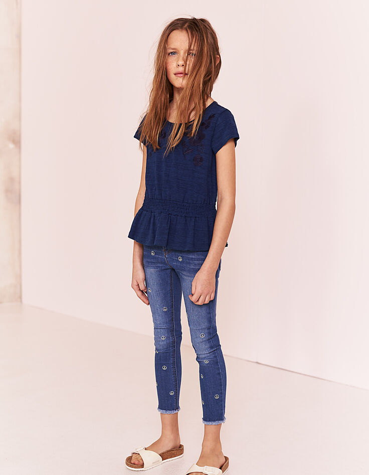 Girls' light blue skinny 7/8 jeans-1 Girls' light blue skinny 7/8 jeans-1