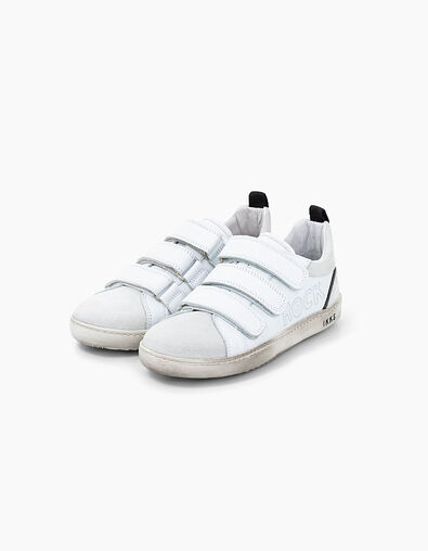 Tennis blanc cassé en cuir à scratchs avec typo garçon  - IKKS
