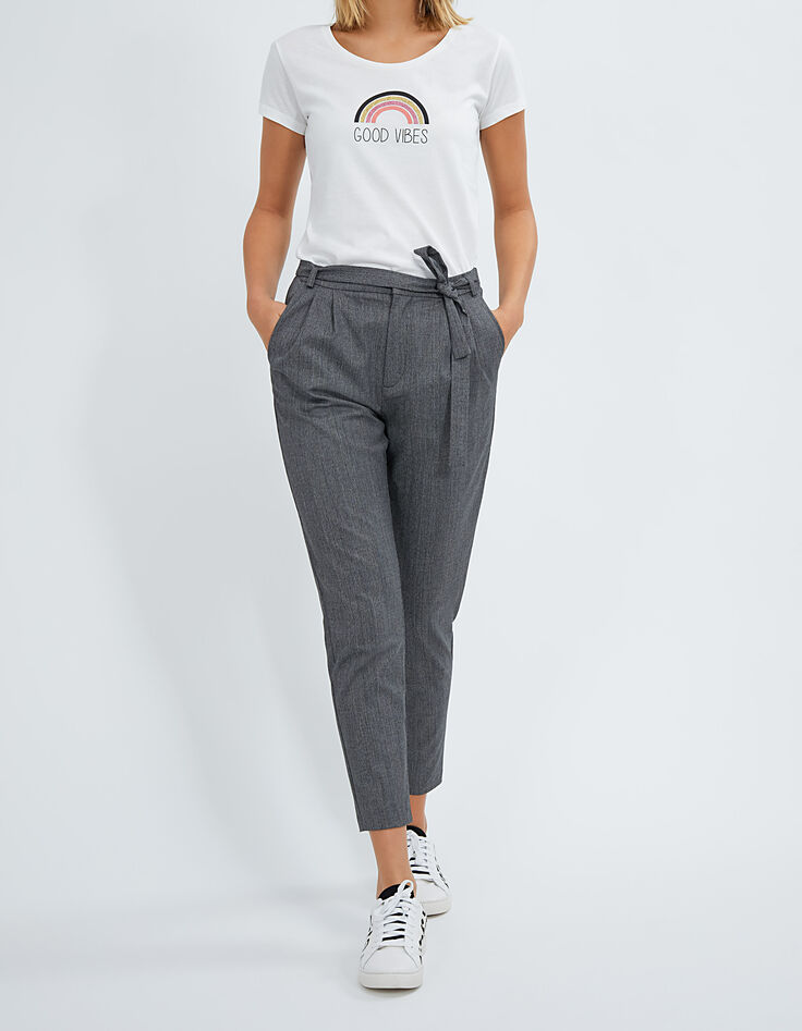 I.Code grey Prince-of-Wales check paperbag trousers-2