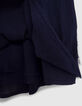 Marineblaues Mädchenkleid aus Krepp mit Atebas-Stickerei-7