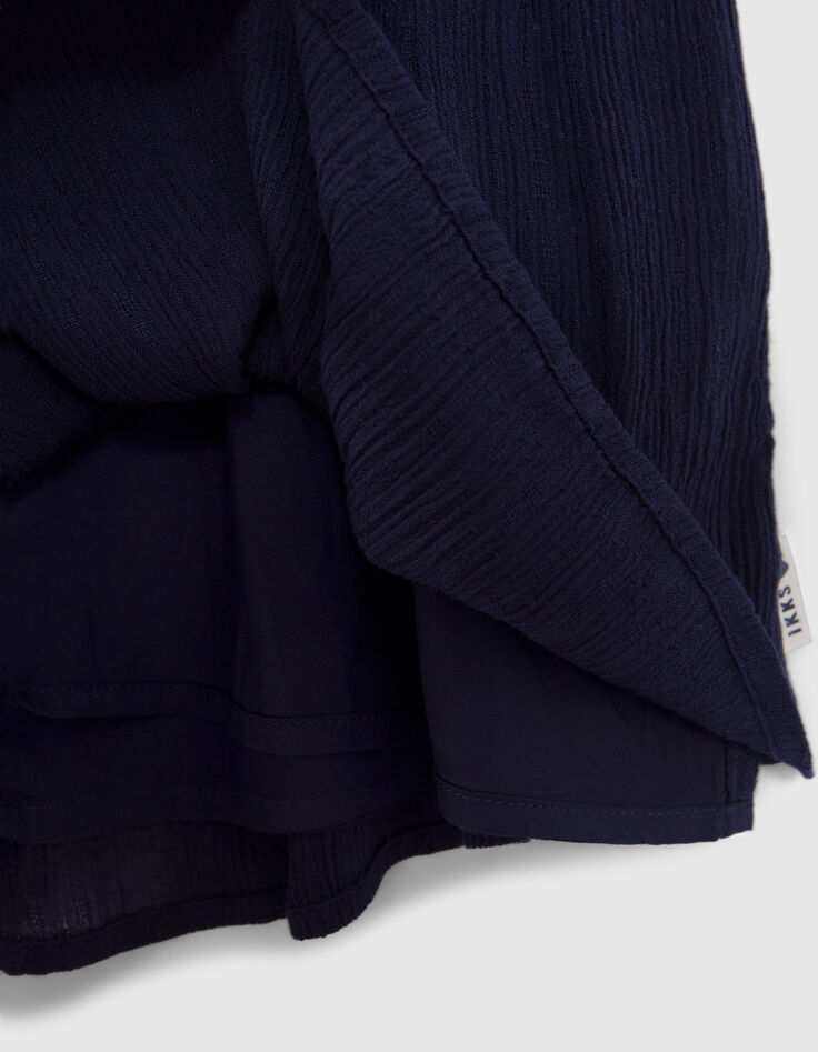 Marineblaues Mädchenkleid aus Krepp mit Atebas-Stickerei-7