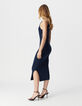 Women's navy side cut-out knit tube dress-3