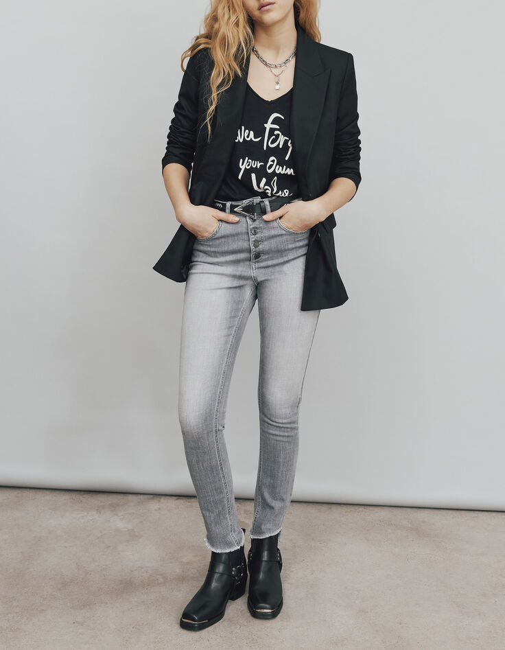 Grijze slim jeans high waist 7/8 sculpt up dames-1
