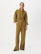 Chemise courte lin kaki brodé Femme-1