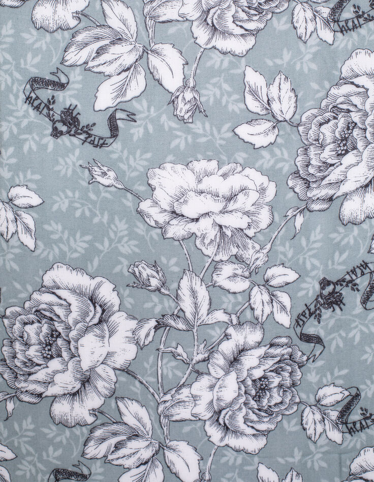 Mandelgrüner Damenschal mit Vintage-Blumenprint-4