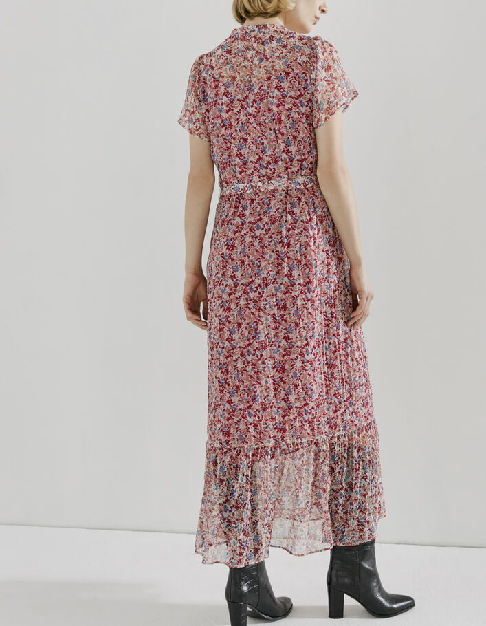 Women’s floral print short sleeve long dress-3