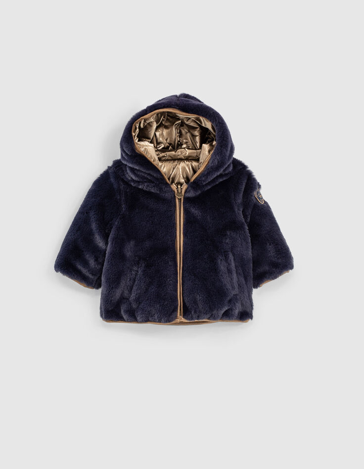 Doudoune R versible Or Et Navy Fourr e B b Fille IKKS Doudoune R versible Or Et Navy Fourr e B b Fille IKKS