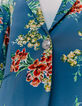 Smaragdgr&uuml;ner Damenchiffonblazer mit Blumenstrau&szlig;-Print-3