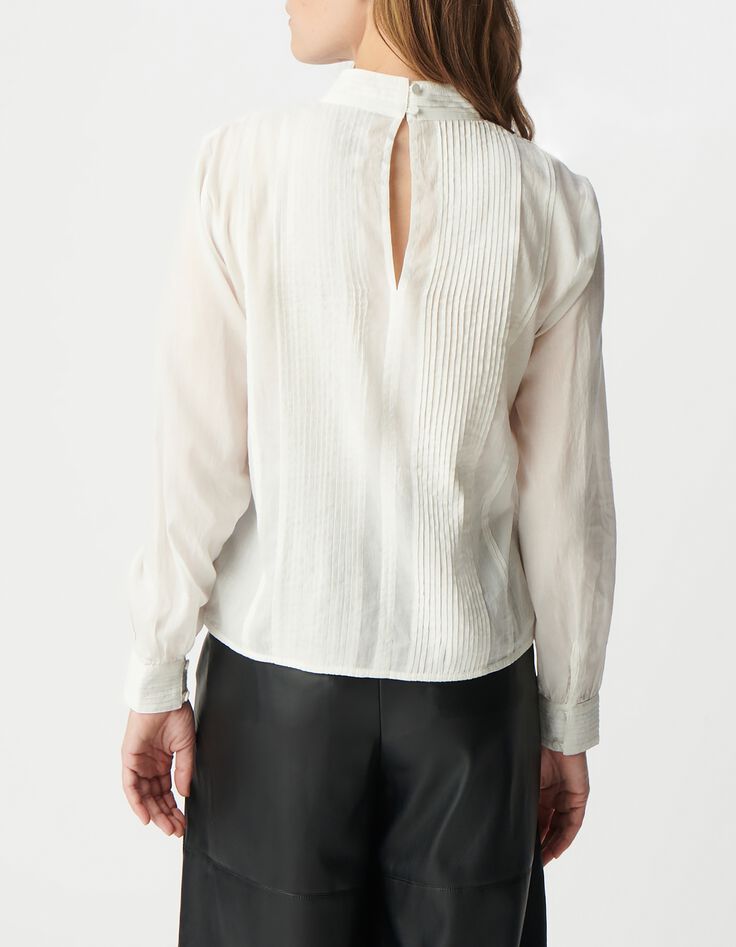 Off-white organic cotton blouse with trimmings Women-3