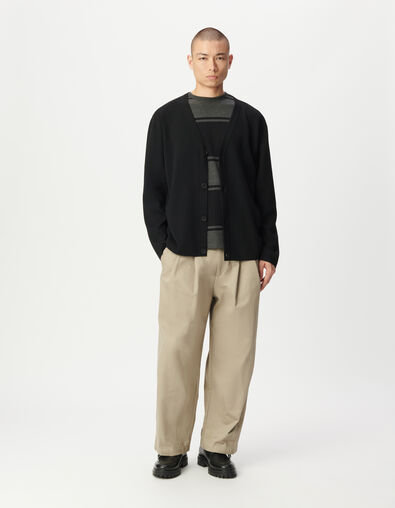 Cardigan noir tricot boutonné Homme - IKKS