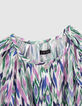 Girls’ off-white ikat diamond print asymmetric dress-3