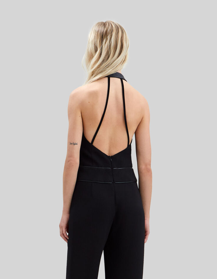 Zwarte jumpsuit Pure Edition gerecycleerd blote rug Dames-5
