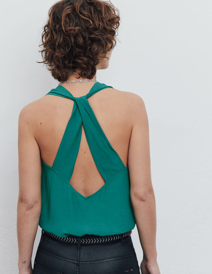 Chemisier Transfer Femme Vert - Manches Longues, Sans Col, Soie Et Viscose - Taille M Occasion Bon état