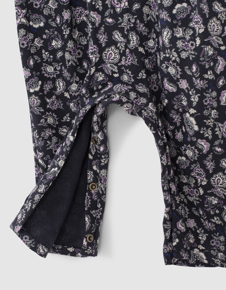 Combi longue navy imprimé cachemire Ecovero® bébé fille-2